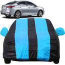 Autofact NexGen Verna Car Cover - EasyShield - Car Body Cover for Hyundai NexGen Verna - With Mirror Pockets, Triple Stitched, Bottom Fully Elastic, Adjustable Belt and Buckle (Teak Blue Stripes)