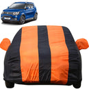 Autofact Ignis Car Cover - EasyShield - Car Body Cover for Maruti Ignis  - With Mirror & Antenna Pockets, Triple Stitched, Bottom Fully Elastic, Adjustable Belt and Buckle (Orange Blue Stripes)