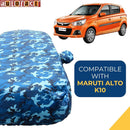 Autofact Alto K10 Old Model Car Cover - TearTough - Dog Proof / Waterproof Car Body Cover for Maruti Alto K10 Old Model - With Mirror Pockets, Triple Stitched, Bottom Fully Elastic, Adjustable Belt and Buckle (Airforce Blue 4x4)