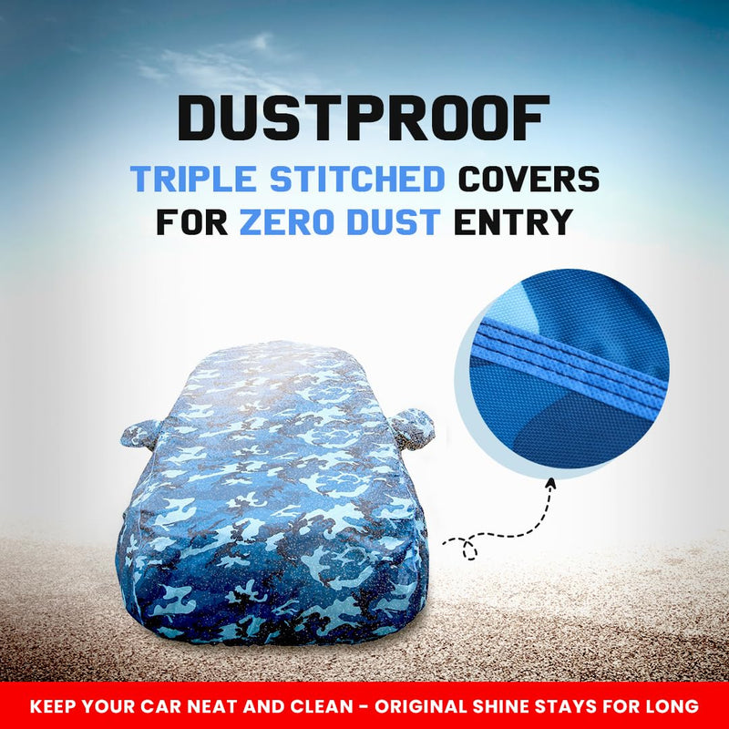 Autofact 5 Series Car Cover - TearTough - Dog Proof / Waterproof Car Body Cover for BMW 5 Series - With Mirror Pockets, Triple Stitched, Bottom Fully Elastic, Adjustable Belt and Buckle (Airforce Blue 4x4)