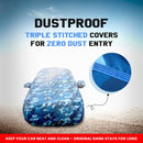 Autofact Accent Car Cover - TearTough - Dog Proof / Waterproof Car Body Cover for Hyundai Accent - With Mirror Pockets, Triple Stitched, Bottom Fully Elastic, Adjustable Belt and Buckle (Airforce Blue 4x4)