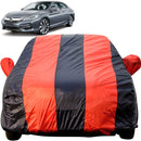 Autofact Accord Car Cover - EasyShield - Car Body Cover for Honda Accord - With Mirror Pockets, Triple Stitched, Bottom Fully Elastic, Adjustable Belt and Buckle (Red Blue Stripes)