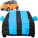 Autofact Nano Car Cover - EasyShield - Car Body Cover for Tata Nano - With Mirror Pockets, Triple Stitched, Bottom Fully Elastic, Adjustable Belt and Buckle (Teak Blue Stripes)