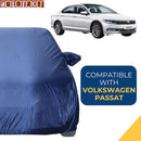 Autofact Passat Car Cover - CoreProtect - Water Resistant Car Body Cover for Volkswagen Passat - With Mirror Pockets, Triple Stitched, Bottom Fully Elastic, Adjustable Belt and Buckle (Navy 210D)