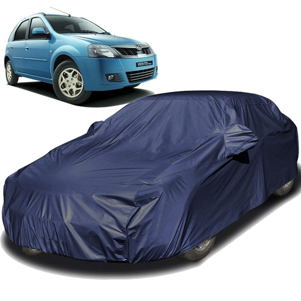 Autofact Verito Car Cover - EasyShield - Car Body Cover for Mahindra Verito - With Mirror Pockets, Triple Stitched, Bottom Fully Elastic, Adjustable Belt and Buckle (Navy 190T)