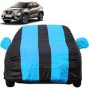 Autofact Kicks Car Cover - EasyShield - Car Body Cover for Nissan Kicks - With Mirror Pockets, Triple Stitched, Bottom Fully Elastic, Adjustable Belt and Buckle (Teak Blue Stripes)