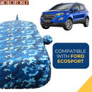Autofact Ecosport Car Cover - TearTough - Dog Proof / Waterproof Car Body Cover for Ford Ecosport - With Mirror & Antenna Pockets, Triple Stitched, Bottom Fully Elastic, Adjustable Belt and Buckle (Airforce Blue 4x4)