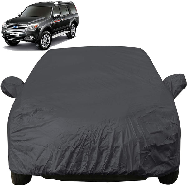 Autofact Endeavour Car Cover - EasyShield - Car Body Cover for Ford Endeavour - With Mirror Pockets, Triple Stitched, Bottom Fully Elastic, Adjustable Belt and Buckle (Grey 190T)