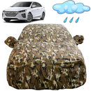 Autofact Ioniq Car Cover - FlexGuard - Waterproof Car Body Cover for Hyundai Ioniq - With Mirror Pockets, Triple Stitched, Bottom Fully Elastic, Adjustable Belt and Buckle (Camouflage)