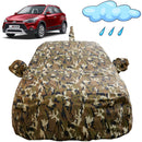 Autofact i20 Active Car Cover - FlexGuard - Waterproof Car Body Cover for Hyundai i20 Active - With Mirror & Antenna Pockets, Triple Stitched, Bottom Fully Elastic, Adjustable Belt and Buckle (Camouflage)