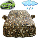 Autofact Brio Car Cover - FlexGuard - Waterproof Car Body Cover for Honda Brio - With Mirror Pockets, Triple Stitched, Bottom Fully Elastic, Adjustable Belt and Buckle (Camouflage)