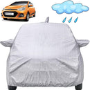 Autofact Grand I10 Car Cover - FlexGuard - Waterproof Car Body Cover for Hyundai Grand I10 - With Mirror & Antenna Pockets, Triple Stitched, Bottom Fully Elastic, Adjustable Belt and Buckle (Silver)
