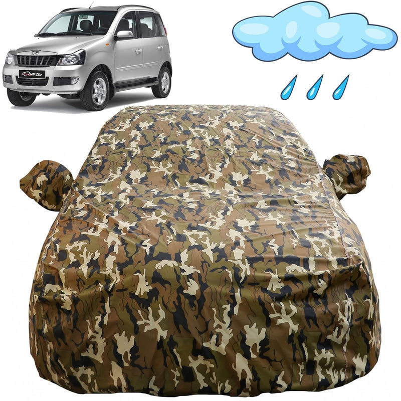 Autofact Quanto Car Cover - FlexGuard - Waterproof Car Body Cover for Mahindra Quanto - With Mirror Pockets, Triple Stitched, Bottom Fully Elastic, Adjustable Belt and Buckle (Camouflage)