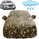 Autofact Cruze Car Cover - FlexGuard - Waterproof Car Body Cover for Chevrolet Cruze - With Mirror Pockets, Triple Stitched, Bottom Fully Elastic, Adjustable Belt and Buckle (Camouflage)