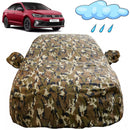 Autofact Virtus Car Cover - FlexGuard - Waterproof Car Body Cover for Volkswagen Virtus - With Mirror Pockets, Triple Stitched, Bottom Fully Elastic, Adjustable Belt and Buckle (Camouflage)