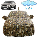 Autofact Creta New Car Cover - FlexGuard - Waterproof Car Body Cover for Hyundai Creta New - With Mirror Pockets, Triple Stitched, Bottom Fully Elastic, Adjustable Belt and Buckle (Camouflage)