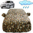 Autofact Accent Car Cover - FlexGuard - Waterproof Car Body Cover for Hyundai Accent - With Mirror Pockets, Triple Stitched, Bottom Fully Elastic, Adjustable Belt and Buckle (Camouflage)