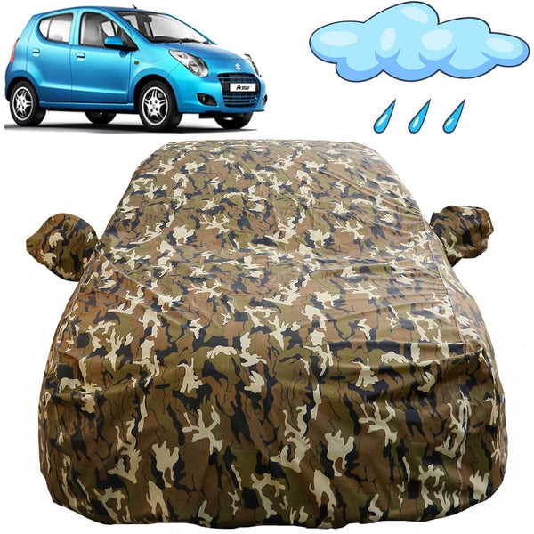 Autofact Astar Car Cover - FlexGuard - Waterproof Car Body Cover for Maruti Astar - With Mirror Pockets, Triple Stitched, Bottom Fully Elastic, Adjustable Belt and Buckle (Camouflage)