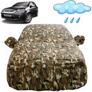 Autofact Fiesta  Car Cover - FlexGuard - Waterproof Car Body Cover for Ford Fiesta  - With Mirror Pockets, Triple Stitched, Bottom Fully Elastic, Adjustable Belt and Buckle (Camouflage)