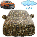 Autofact Kushaq Car Cover - FlexGuard - Waterproof Car Body Cover for Skoda Kushaq - With Mirror Pockets, Triple Stitched, Bottom Fully Elastic, Adjustable Belt and Buckle (Camouflage)