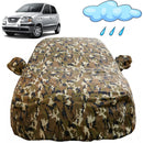 Autofact Santro Xing Car Cover - FlexGuard - Waterproof Car Body Cover for Hyundai Santro Xing - With Mirror Pockets, Triple Stitched, Bottom Fully Elastic, Adjustable Belt and Buckle (Camouflage)