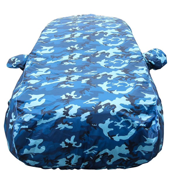 Autofact Urban Cruiser Hyryder Car Cover - TearTough - Dog Proof / Waterproof Car Body Cover for Toyota Urban Cruiser Hyryder - With Mirror Pockets, Triple Stitched, Bottom Fully Elastic, Adjustable Belt and Buckle (Airforce Blue 4x4)