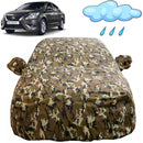 Autofact Sunny Car Cover - FlexGuard - Waterproof Car Body Cover for Nissan Sunny - With Mirror Pockets, Triple Stitched, Bottom Fully Elastic, Adjustable Belt and Buckle (Camouflage)