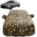 Autofact New Verna Car Cover - FlexGuard - Waterproof Car Body Cover for Hyundai New Verna - With Mirror Pockets, Triple Stitched, Bottom Fully Elastic, Adjustable Belt and Buckle (Camouflage)