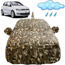 Autofact Polo Car Cover - FlexGuard - Waterproof Car Body Cover for Volkswagen Polo - With Mirror & Antenna Pockets, Triple Stitched, Bottom Fully Elastic, Adjustable Belt and Buckle (Camouflage)