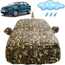 Autofact Ameo Car Cover - FlexGuard - Waterproof Car Body Cover for Volkswagen Ameo - With Mirror & Antenna Pockets, Triple Stitched, Bottom Fully Elastic, Adjustable Belt and Buckle (Camouflage)