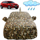 Autofact Glanza Car Cover - FlexGuard - Waterproof Car Body Cover for Toyota Glanza - With Mirror & Antenna Pockets, Triple Stitched, Bottom Fully Elastic, Adjustable Belt and Buckle (Camouflage)