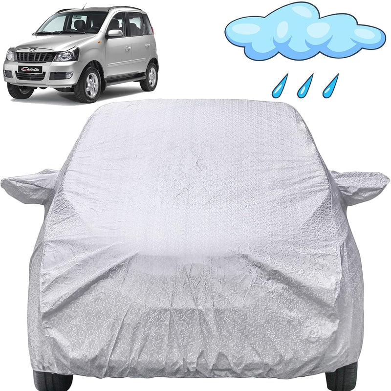 Autofact Quanto Car Cover - FlexGuard - Waterproof Car Body Cover for Mahindra Quanto - With Mirror Pockets, Triple Stitched, Bottom Fully Elastic, Adjustable Belt and Buckle (Silver)