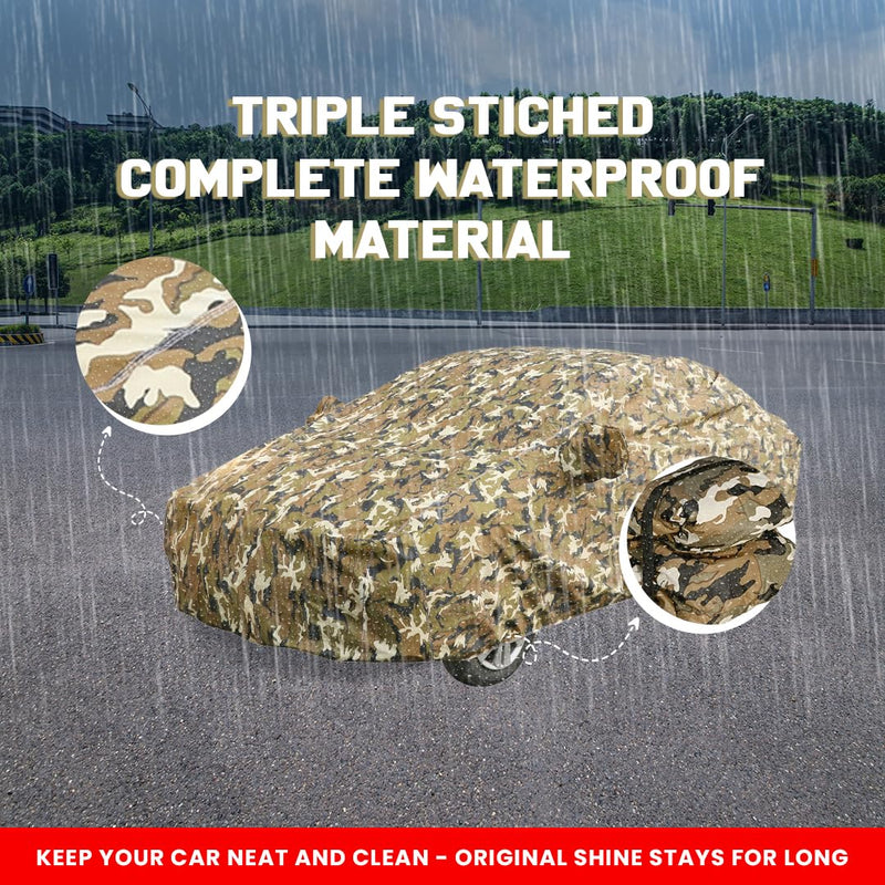 Autofact Wagon r / Wagonr Car Cover - FlexGuard - Waterproof Car Body Cover for Maruti Wagon r / Wagonr - With Mirror Pockets, Triple Stitched, Bottom Fully Elastic, Adjustable Belt and Buckle (Camouflage)