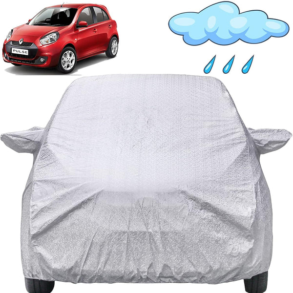 Autofact Pulse Car Cover - FlexGuard - Waterproof Car Body Cover for Renaults Pulse - With Mirror Pockets, Triple Stitched, Bottom Fully Elastic, Adjustable Belt and Buckle (Silver)
