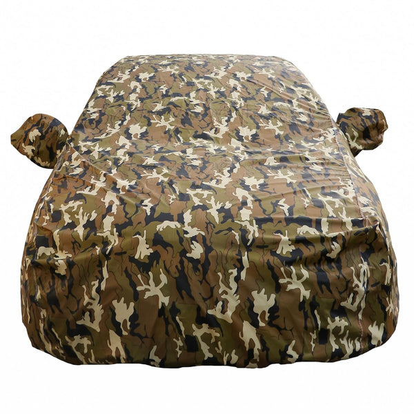 Autofact Santa Fe Car Cover - FlexGuard - Waterproof Car Body Cover for Hyundai Santa Fe - With Mirror Pockets, Triple Stitched, Bottom Fully Elastic, Adjustable Belt and Buckle (Camouflage)
