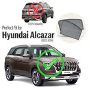 Autofact Vehicle specific Z Black Sunshades for Hyundai Alcazar | UV Protection, Privacy & Heat Control (Set of 4)