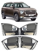 Autofact Vehicle specific Z Black Sunshades for Hyundai Alcazar | UV Protection, Privacy & Heat Control (Set of 4)