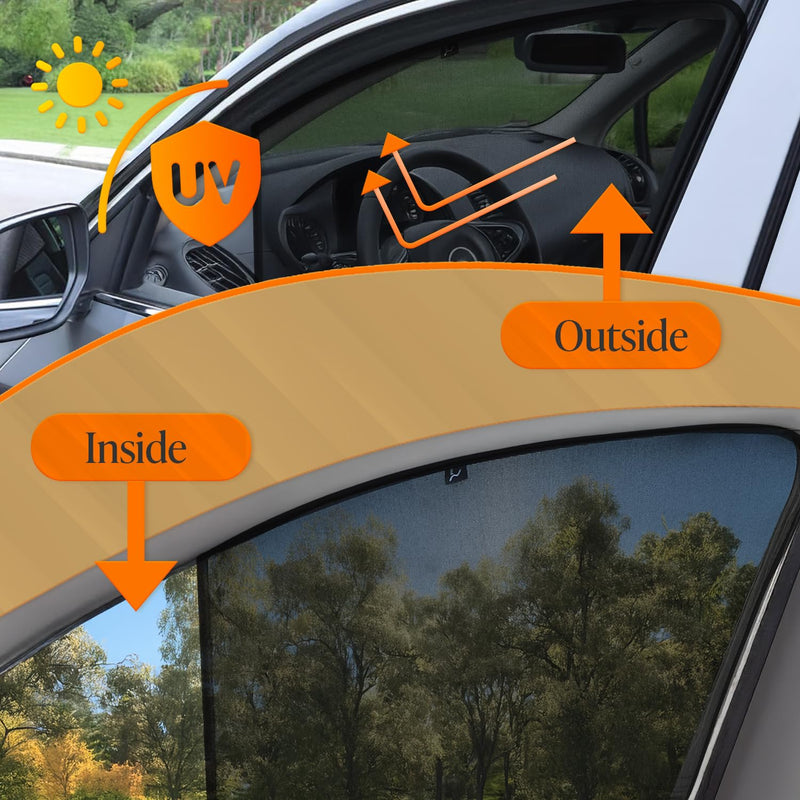 Autofact Vehicle specific Z Black Sunshades for Maruti Baleno (2015–2021) – UV Protection, Privacy & Heat Control (Set of 4)
