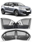 Autofact Vehicle specific Magnetic Car Sunshades for Maruti Baleno (2015-2021) – UV Protection, Heat Reduction, Privacy & Easy Installation (Set of 4 | Front 2 Half-Cut for Side Mirror Visibility, Rear 2 with Zippers)