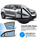 Autofact Vehicle specific Magnetic Car Sunshades for Maruti Baleno (2015-2021) – UV Protection, Heat Reduction, Privacy & Easy Installation (Set of 4 | Front 2 Half-Cut for Side Mirror Visibility, Rear 2 with Zippers)