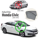 Autofact Vehicle specific Z Black Sunshades for Honda Civic – UV Protection, Privacy & Heat Control (Set of 4)