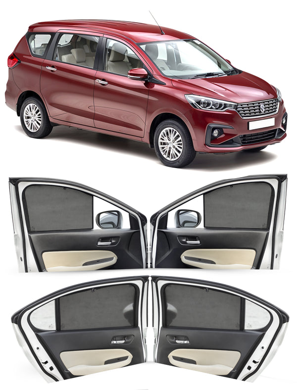 Autofact Vehicle specific Z Black Sunshades for Maruti Ertiga (2019-2025) – UV Protection, Privacy & Heat Control (Set of 4)
