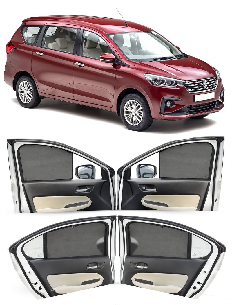 Autofact Vehicle specific Z Black Sunshades for Maruti Ertiga (2019-2025) – UV Protection, Privacy & Heat Control (Set of 4)