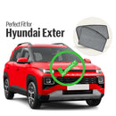 Autofact Vehicle specific Z Black Sunshades for Hyundai Exter – UV Protection, Privacy & Heat Control (Set of 4)