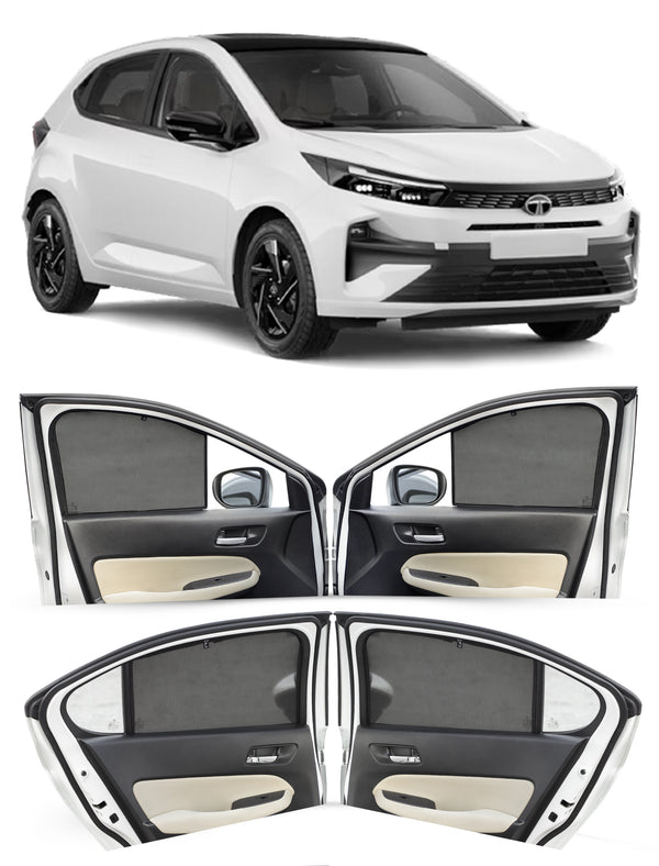 Autofact Vehicle specific Z Black Sunshades for Tata Altroz – UV Protection, Privacy & Heat Control (Set of 4)