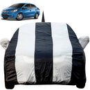 Striped black and silver car body cover for Honda Amaze with mirror pockets Amaze Old Model Car Cover  Waterproof