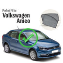 Autofact Vehicle specific Z Black Sunshades for Volkswagen Ameo – UV Protection, Privacy & Heat Control (Set of 4)