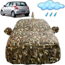 Camouflage car cover on Maruti Swift Old Model showing Swift Car Cover Waterproof protecting from rain