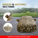 Camouflage Maruti Swift Dzire 2012 to 2016 car body cover with mirror and antenna sections Swift Car Cover Waterproof