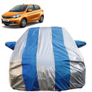 Tiago Car Cover Waterproof full body silver and blue striped cover for Tata Tiago with mirror pockets